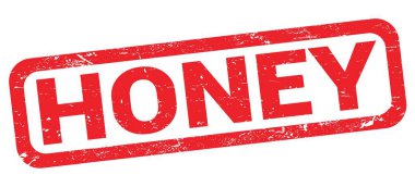 Kırmızı dikdörtgen damga işareti üzerine yazılmış HONEY metin.