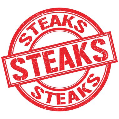Kırmızı yuvarlak pul işareti üzerine yazılmış STEAKS metni