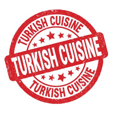 Kırmızı grungy işareti üzerine yazılmış TURKISH CUISINE metni.