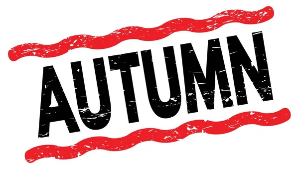 Autumn Tekst Geschreven Rood Zwarte Lijnen Stempel Teken — Stockfoto