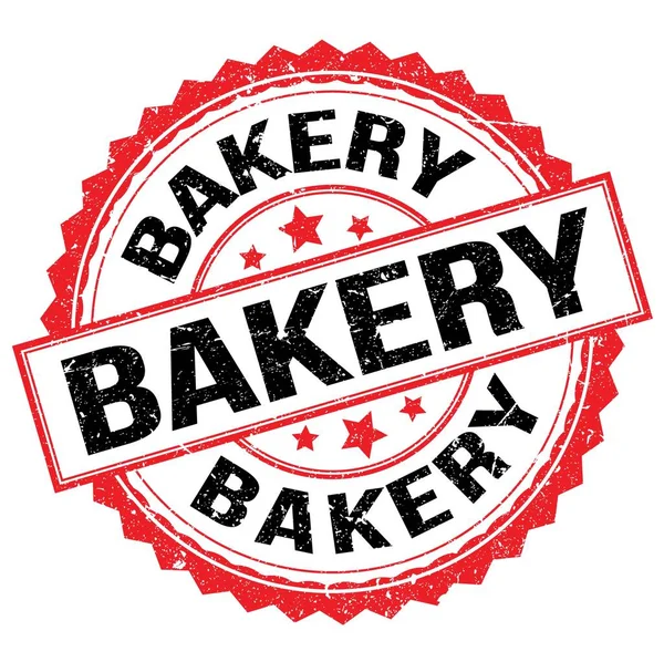 Bakeria Tekst Napisany Czerwono Czarnym Okrągłym Znaku Znaczka — Zdjęcie stockowe