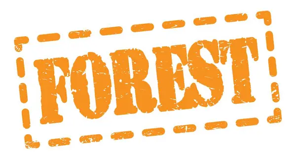 Forest Text Written Orange Dash Stamp Sign — Stock Photo, Image