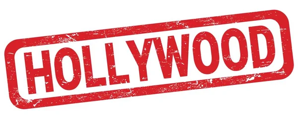 Κείμενο Hollywood Γραμμένο Κόκκινο Ορθογώνιο Σήμα Σφραγίδα — Φωτογραφία Αρχείου