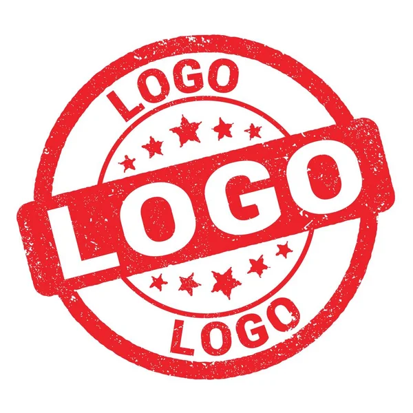 Logo Szöveg Piros Grungy Bélyegzőtáblára Írva — Stock Fotó