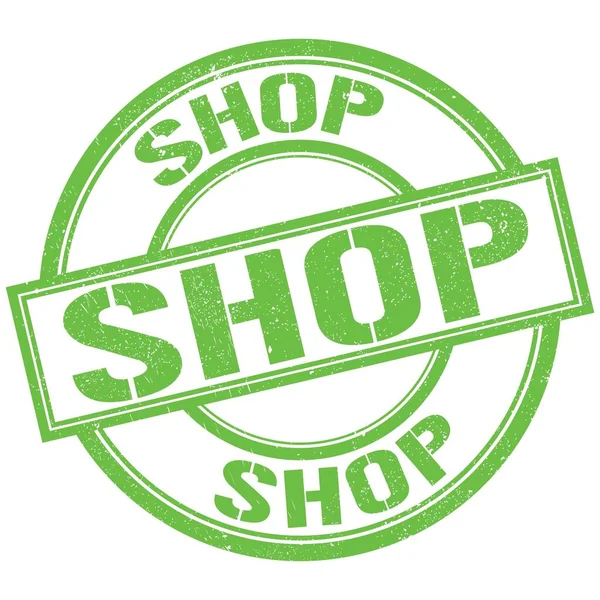 Shop Text Written Green Stamp Sign — Stock Photo, Image