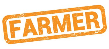 Turuncu dikdörtgen mühür işareti üzerine yazılmış FARMER metni.