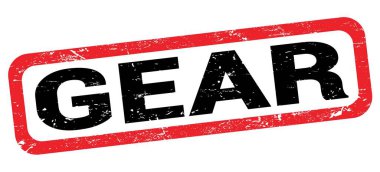 Kırmızı-siyah dikdörtgen mühür işareti üzerine yazılmış GEAR metni.