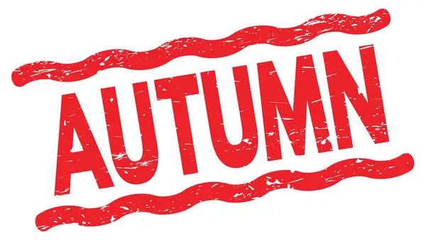 Autumn Szöveg Piros Vonalak Bélyegzőtáblájára Írva — Stock Fotó
