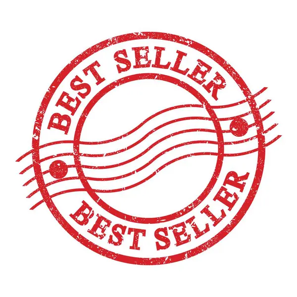 Beste Verkoper Tekst Geschreven Rode Grungy Postzegel — Stockfoto