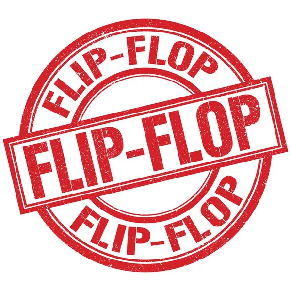 Flip Flop Κείμενο Γραμμένο Λέξη Στο Κόκκινο Στρογγυλό Σημάδι Σφραγίδα — Φωτογραφία Αρχείου
