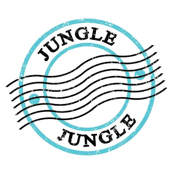 Jungle Tekst Geschreven Blauw Zwarte Grungy Postzegel — Stockfoto