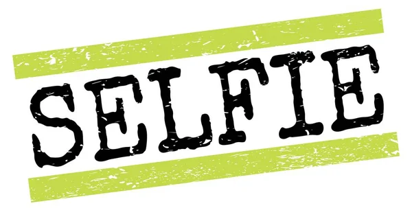 Selfie Tekst Napisany Zielono Czarnych Liniach Grungy Znak Znaczka — Zdjęcie stockowe