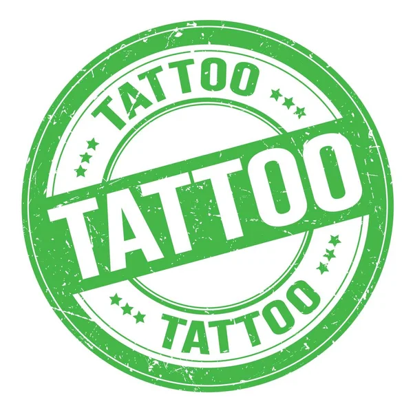 Tattoo Text Skriven Grön Runda Grungy Stämpel Tecken — Stockfoto