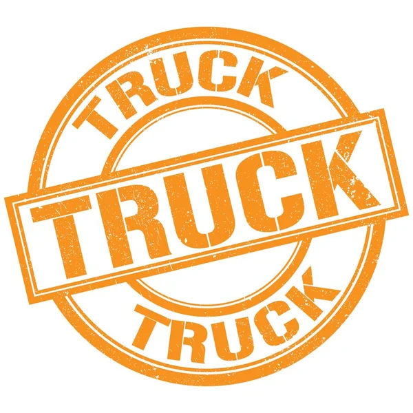 Truck Texto Escrito Naranja Ronda Sello Signo — Foto de Stock