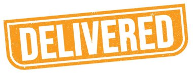 Turuncu grungy işareti üzerine yazılmış DELIVERED metin.