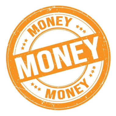 Turuncu yuvarlak grungy işareti üzerine yazılmış para metni