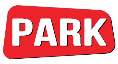 Kırmızı trapez damgasıyla yazılmış PARK metni.