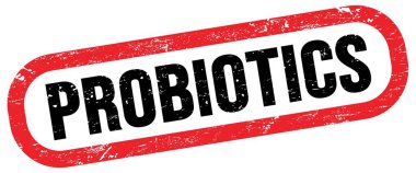 PROBIOTICS, kırmızı-siyah dikdörtgen işareti üzerine metin.
