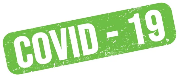Covid Text Geschrieben Auf Grünem Grungy Stempelschild — Stockfoto