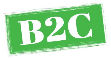 Yeşil dikdörtgen pul işareti üzerine yazılmış B2C metni.
