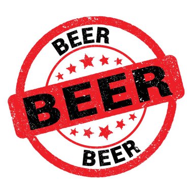Kırmızı-siyah grungy işareti üzerine yazılmış bira metni.