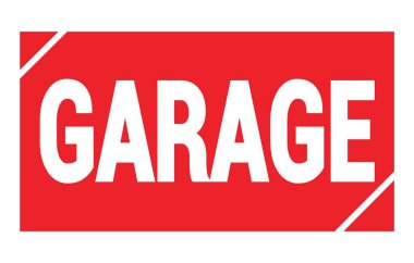 Kırmızı dikdörtgen damga işareti üzerine yazılmış GARAGE metni.