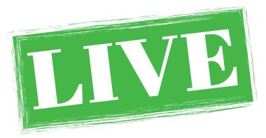 Yeşil dikdörtgen damga işareti üzerine yazılmış LIVE metni.
