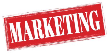 MARKETING text written on red rectangle stamp sign.