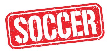 SOCCER text written on red grungy stamp sign.