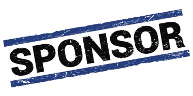 Siyah-mavi dikdörtgen işareti üzerine yazılmış SPONSOR metni.