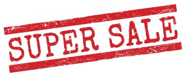 Kırmızı grungy satır damgası üzerine yazılmış süper satış metni.