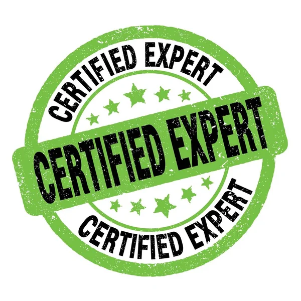 Certified Expert Text Written Green Black Grungy Stamp Sign — Stockfoto