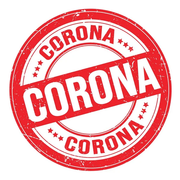 Corona Tekst Geschreven Rood Rond Grungy Stempel Teken — Stockfoto