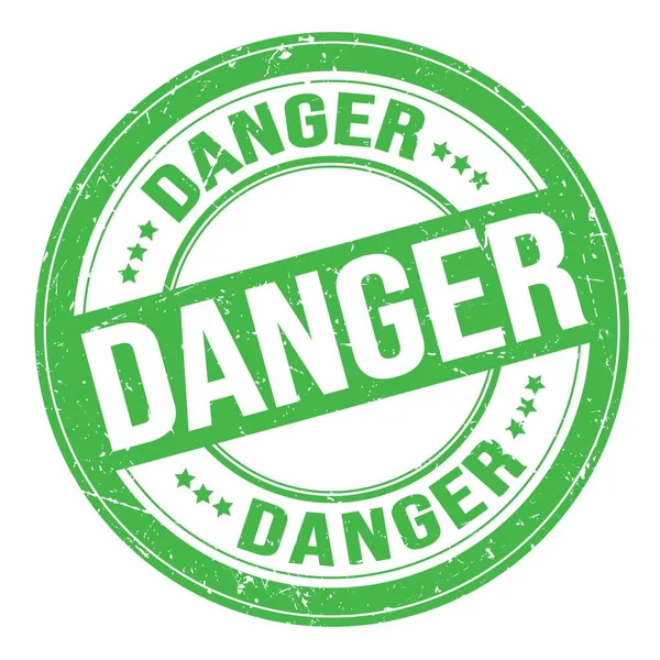 Danger Tekst Napisany Zielonym Okrągłym Znaku Grungy Znaczka — Zdjęcie stockowe
