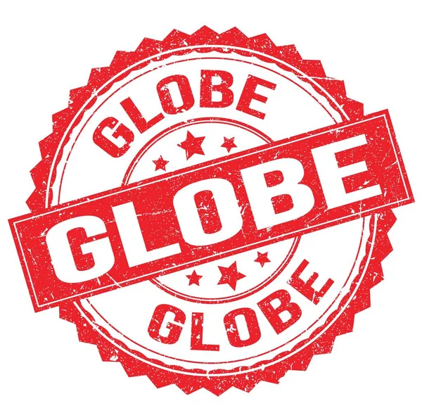 Globe Szöveg Piros Kerek Bélyegzőtáblára Írva — Stock Fotó