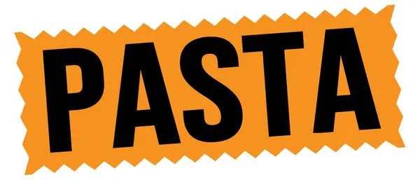 Pasta Text Written Orange Black Zig Zag Stamp Sign — Stock Photo, Image