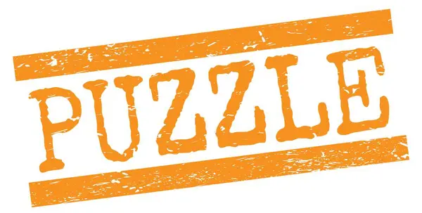 Puzzle Texto Escrito Naranja Grungy Líneas Sello Signo —  Fotos de Stock