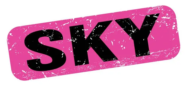 用粉红黑相间的图章书写的Sky文字 — 图库照片