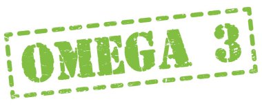 Yeşil çizgi işareti üzerine yazılmış OMEGA 3 metin.