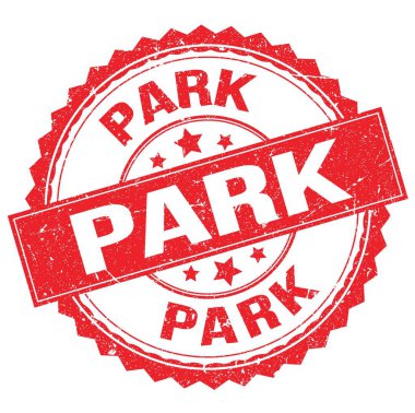 Kırmızı yuvarlak pul işareti üzerine yazılmış PARK metni