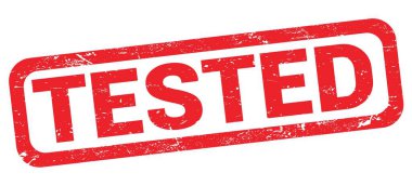 Kırmızı dikdörtgen pul işareti üzerine yazılmış TESTED metni.