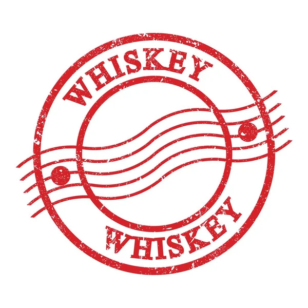 Whiskey Text Written Red Grungy Postal Stamp — Stock Photo, Image