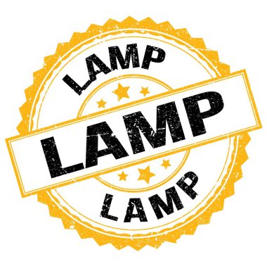 LAMP text written on yellow-black round stamp sign