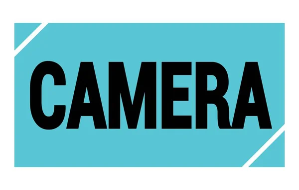Camera Tekst Geschreven Blauw Zwarte Rechthoek Stempel Teken — Stockfoto