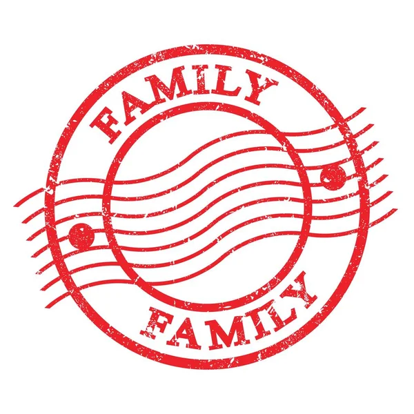 Família Texto Escrito Selo Postal Grungy Vermelho — Fotografia de Stock