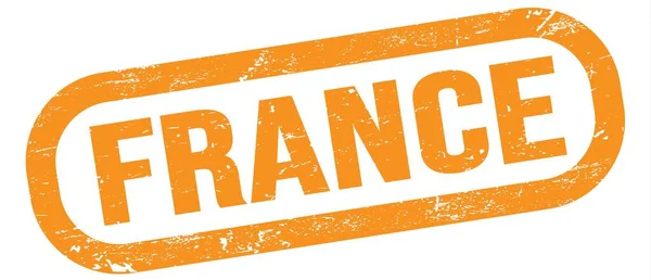 France Text Written Orange Rectangle Stamp Sign — Stock Photo, Image