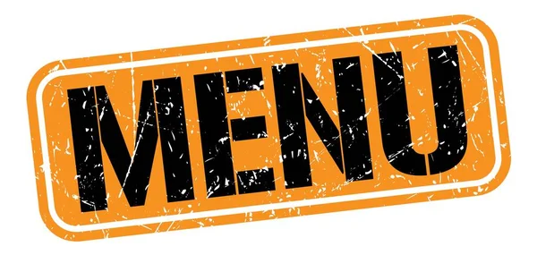 Menu Text Written Orange Black Grungy Stamp Sign — Stock Photo, Image