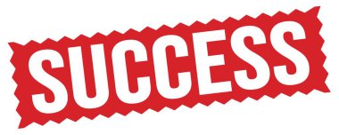 Kırmızı zig-zag işareti üzerine yazılmış SUCCESS metin.