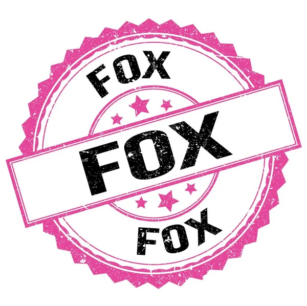 Fox Texto Escrito Rosa Negro Ronda Sello Signo — Foto de Stock