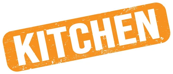 Kitchen Tekst Napisany Pomarańczowym Grungy Znak Znaczka — Zdjęcie stockowe